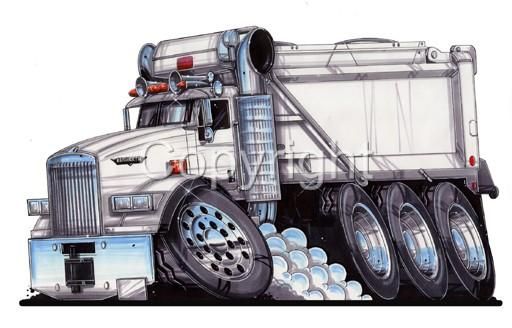 SEMI BIG RIG DUMP TRUCK CARTOON T shirt #9183 hauler  