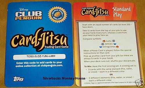 CLUB PENGUIN JITSU   EXCLUSIVE CODE CARDS x 2. UNUSED  