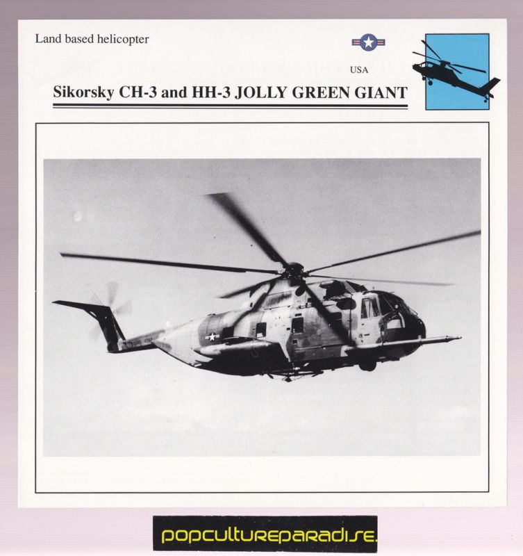 SIKORSKY CH 3 & HH 3 JOLLY GREEN GIANT Helicopter CARD  