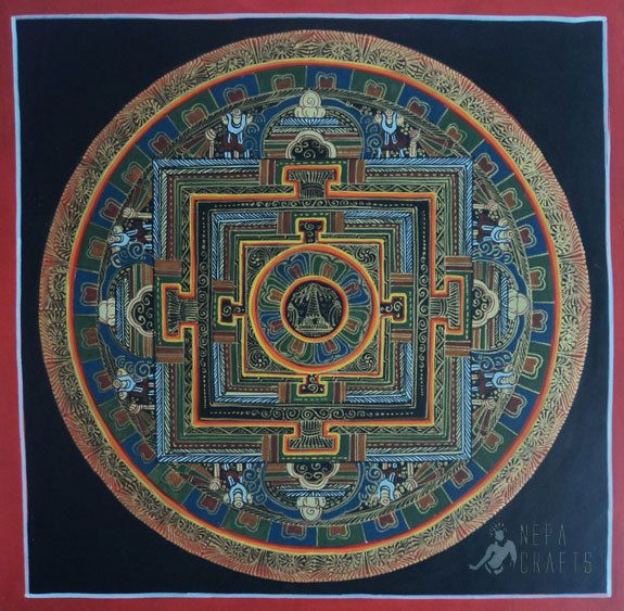 16.Stupa Kalachakra Mandala Thangka Painting Art Nepal  