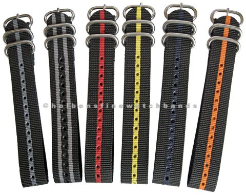 22mm fits Zulu UTC Blue Black Stripe One Piece Ballistic Nylon 