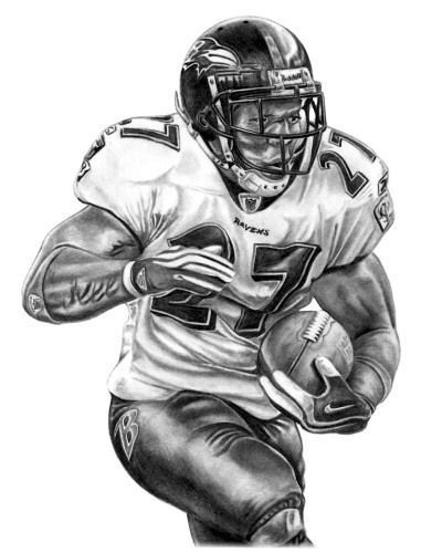 RAY RICE LITHOGRAPH POSTER PRINT IN RAVENS JERSEY #1  