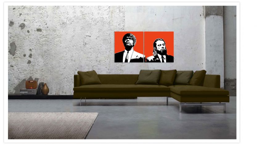 PULP FICTION TARANTINO POP ART BILD HANDGEMALT 100x52cm  