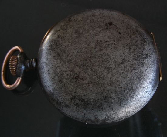 ESCASANY TAVANNES GUNMETAL POCKET WATCH BLUE NUMBERS  