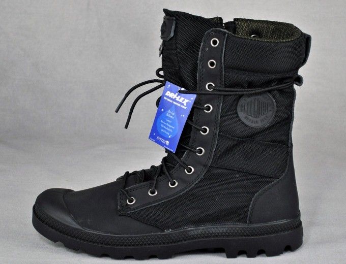 PALLADIUM Pampa Tactical Boots Black Rubberized Leather New NIB $110 