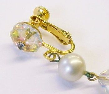 Vintage Austrian Crystal and Imitation Pearl Single Strand Beaded 