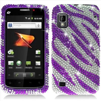 Purple Zebra Bling Diamond Hard Case Cover for Boost Mobile ZTE Warp 