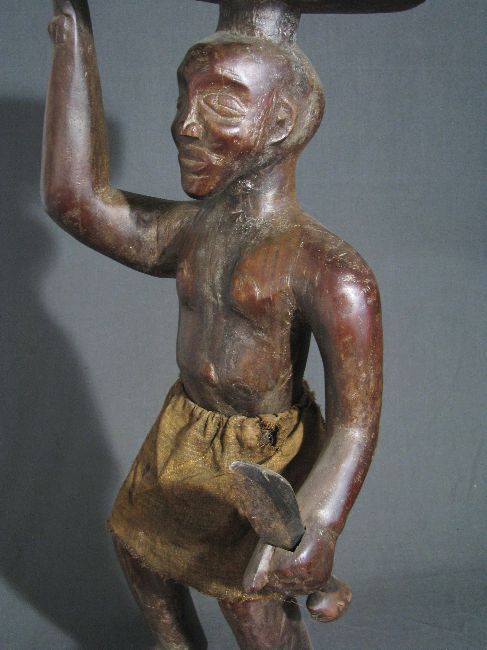 CHOKWE   AFRICAN MALE WARRIOR STATUE ANGOLA # 10174  