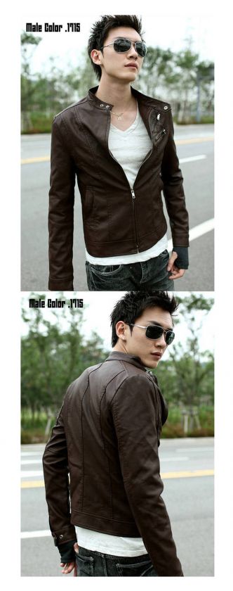 Men Slim Fi t COOL Faux Leather Stylish Jacket  