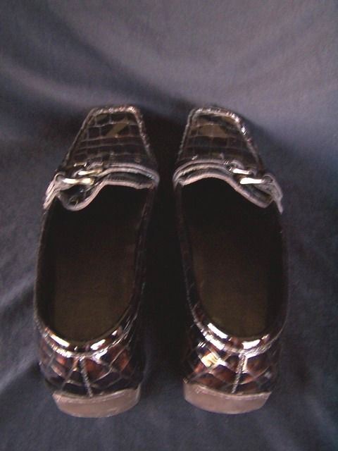 STUART WEITZMAN TORTOISE BROWN PATENT ALLIGATOR FLAT 6  