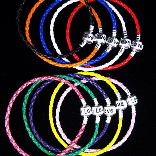 Wholesale lot 10PCS Leather Bracelet fit Bead 20cm  