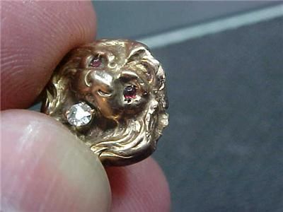 Victorian Edwardian Stick Pin Lions Head Gold (12B1)  