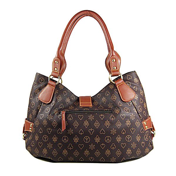 Fashion Designer Inspired Faux Leather Hobo Handbag Purse Brown  