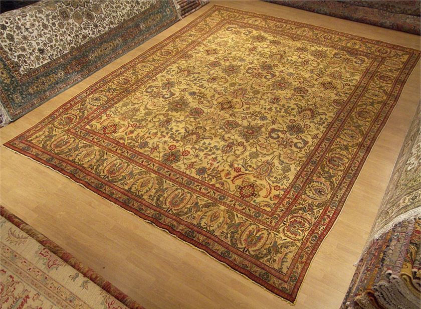 6x12,6 Genuine Hand Woven Antique Persian Tabriz Wool Rug Circa 1930 