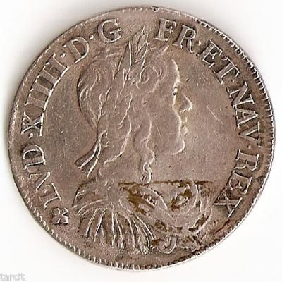 LOUIS XIV 1/2 Ecu Mèche Longue 1648 F Angers RARETE   