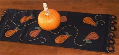 Pineapple Welcome Table Runner Black WOOL Primitive NEW  