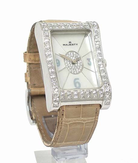 GORGEOUS MAJESTY 18K W GOLD DIAMONDS WRIST WATCH  