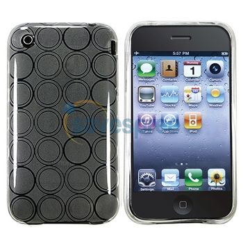 Clear Circle Gel Case Cover+Privacy Guard for iPhone 3 G 3GS New 