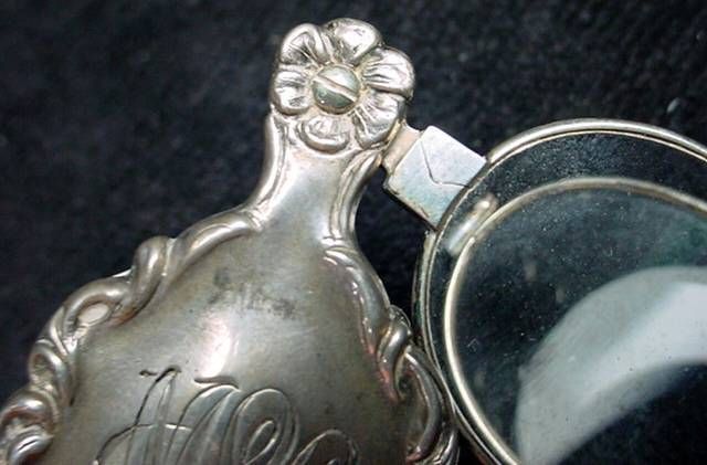 Fancy Art Nouveau Ladys Folding Sterling Sliver Lorgnette Antique 