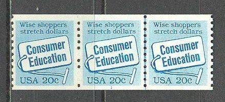 US Sc# 2005 MNH FVF 3 Strip PL# 1 Consumer Education  