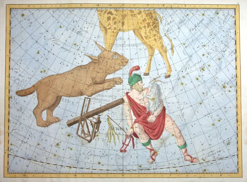 LARGE SPLENDID STAR MAP BY BODE FROM ATLAS URANOGRAPHIA  