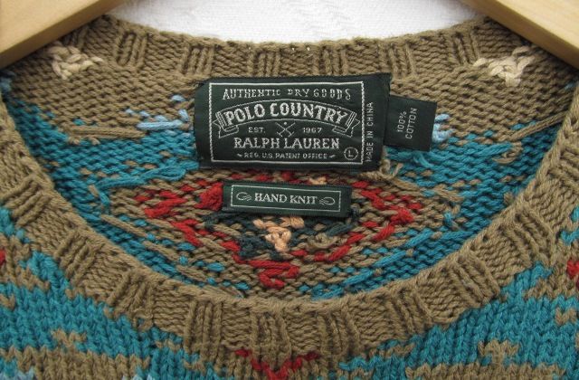 Polo Country Ralph Lauren Hand Knit Native American Indian Sweater 