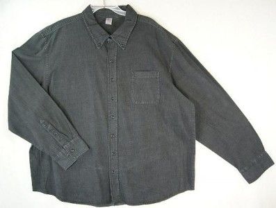   3X Button Front Long Sleeve Shirt Cotton Charcoal NWOT 3426  