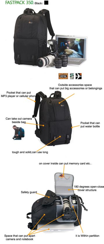 New Lowpro Fastpack 350 Slr Camera Laptop Backpack 056035351976  