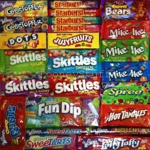 AMERICAN CANDY ASSORTMENT 24 Wonka Starburst Skittles  