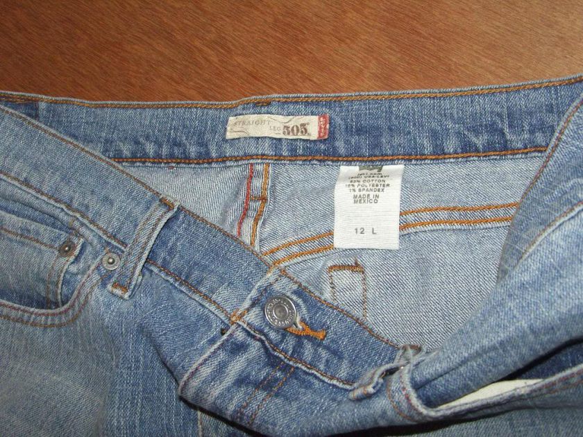 Womens Levis 505 Straight leg jeans size 12 L Stretch  