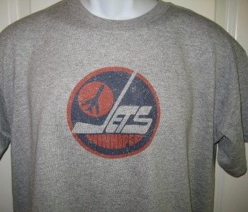 Winnipeg JETS 80s Throwback Logo Hockey T Shirt XL  