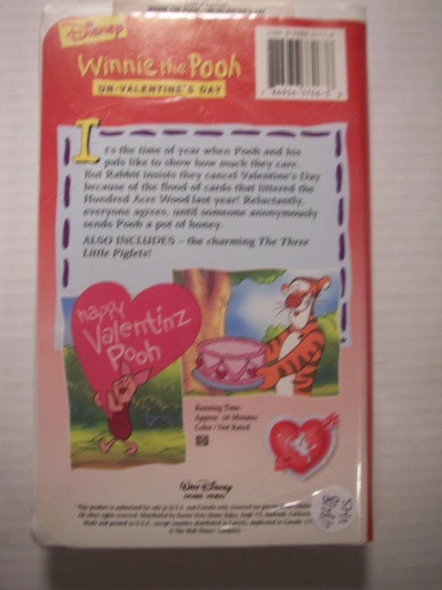 DISNEY WINNIE THE POOH UN VALENTINES DAY VHS Tape 786936370638  