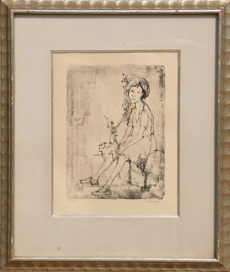 Jean Jansem, Seated Girl, Framed Lithograph c1965  