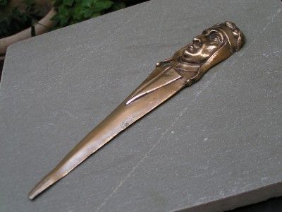 Antique Sgd Solid Bronze French Letter Opener Dante Alighieri 