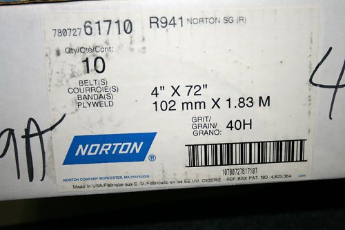 NIB (10) NORTON 4 X 72 SANDING BELTS #61710  