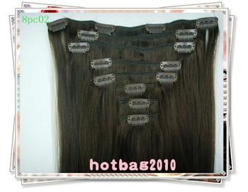 8pcs Remy Human Hair Clip In Extensions 10 colored availble 20Long 