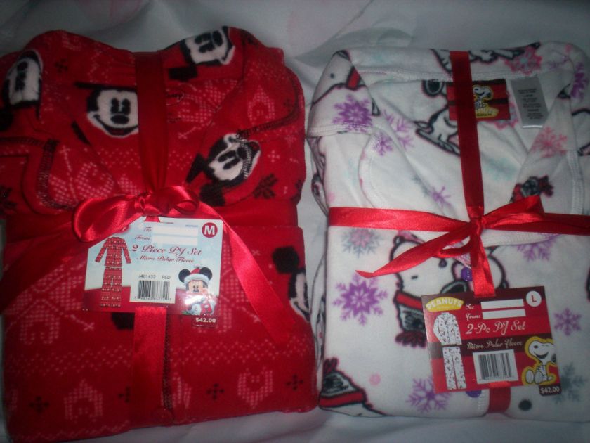 MICKY OR PEANUTS MICRO POLAR FLEECE PJ SET NEW SO SOFT  