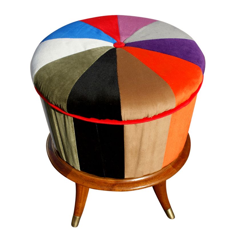 16 Vintage Italian Multicolor Stool Ottoman  