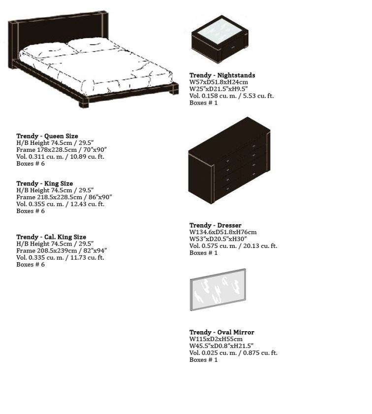 Contemporary bedroom set, upholstered with dark wenge leather.