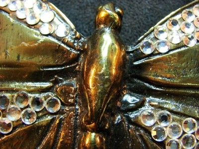   Belt Buckle HUGE Butterfly Rhinestones Retro 80s Glam Runway Boho HTF