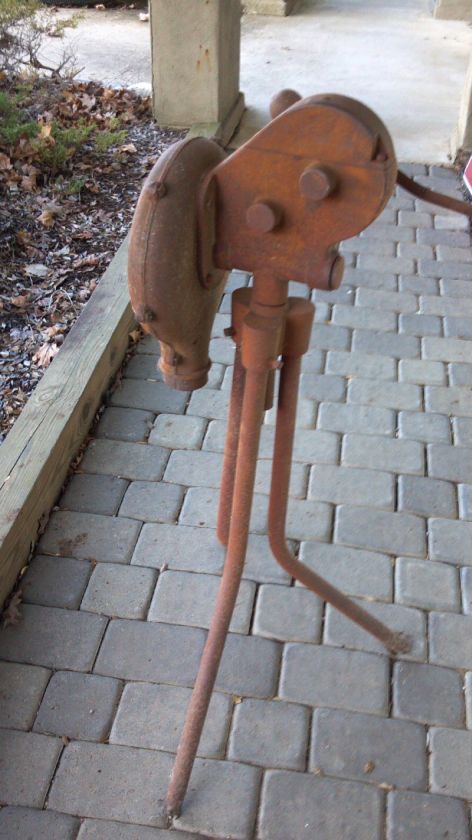 Vintage Hand Crank Blacksmith Forge Blower with Stand