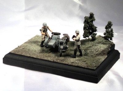 35 Built Scenic German Motorcycle Diorama 5x7  