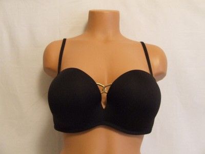 VICTORIAS SECRET Miraculous Bandeau Push Up Bikini Top 38C Black $60 