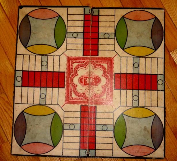 1890 antique PARCHEESI GAME BOARD  