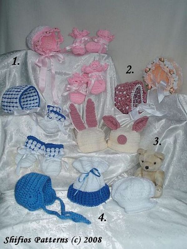 BONNETS HATS BABY GIRL BOY CROCHET PATTERNS #6  