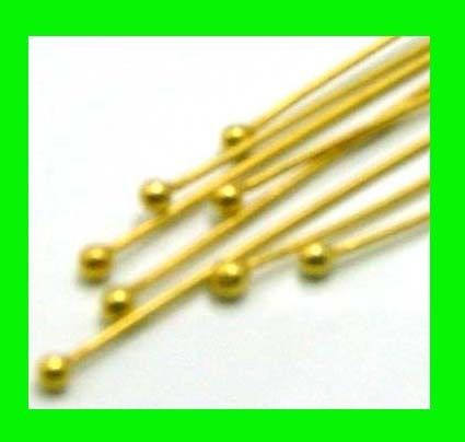 24 gauge Vermeil 24k gold dot ball 20 Head pin 3 VF14  