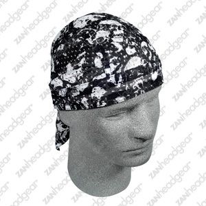 Mulit Skulls Black Vented Sweatband Doo Du Rag Headwrap  