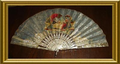 ANTIQUE AMAZING MOP 1700 HAND FAN WITH UNBELIVABLE CASE  