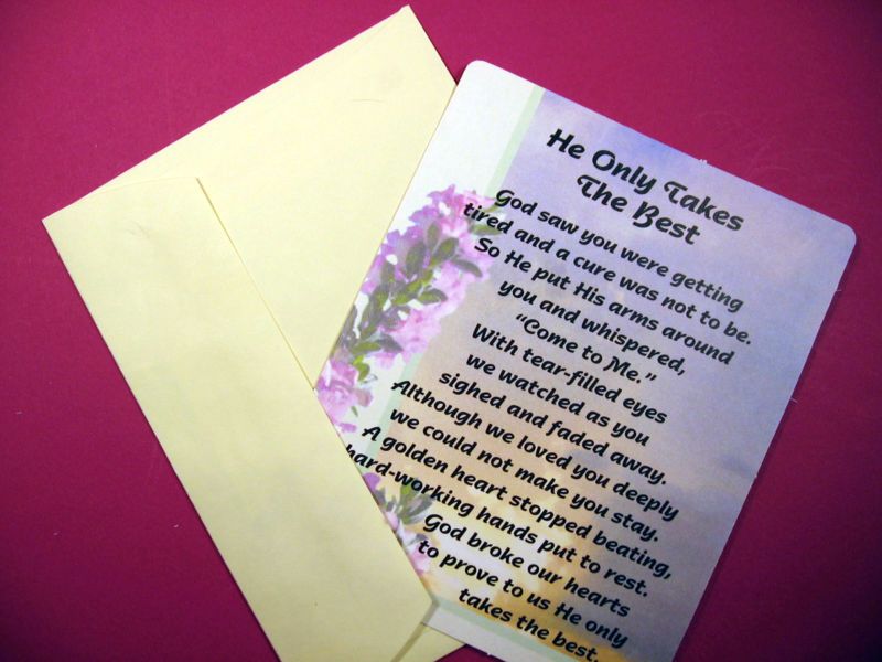 He Only Takes The Best Poem   Greeting Card Blank Inside   Sku# 649 