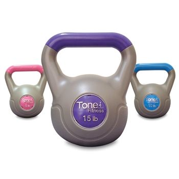 Tone Fitness 3 Piece Vinyl Kettlebell Set w/ DVD  